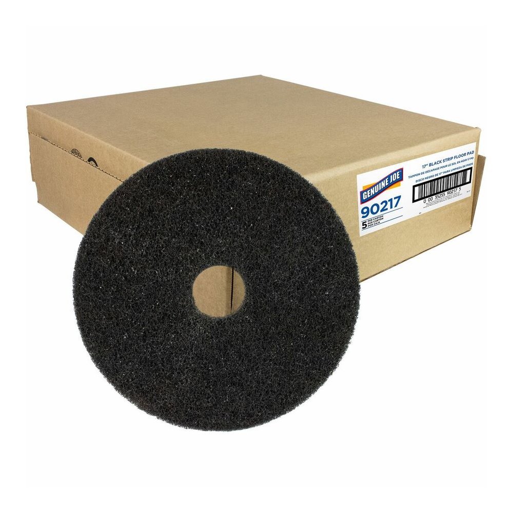 Genuine Joe Black Floor Stripping Pad - 17" Diameter x 1" Thickness - Stripping, Floor - 350 rpm Maximum Speed Supported - Resilient, Heavy Duty, Flexible, Dirt Remover, Long Lasting, Abrasive, Rotate. Picture 4