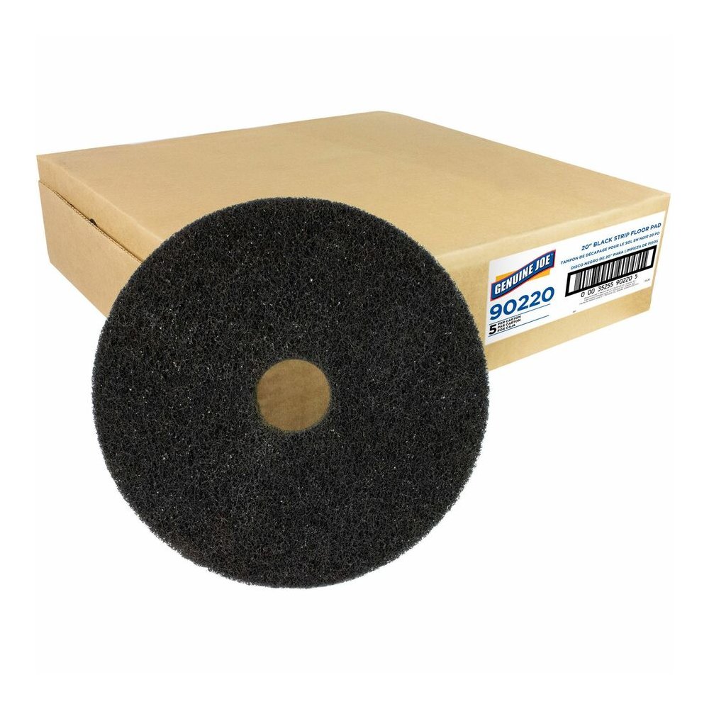 Genuine Joe Black Floor Stripping Pad - 20" Diameter x 1" Thickness - Stripping, Floor - 350 rpm Maximum Speed Supported - Resilient, Heavy Duty, Flexible, Dirt Remover, Long Lasting, Abrasive, Rotate. Picture 5