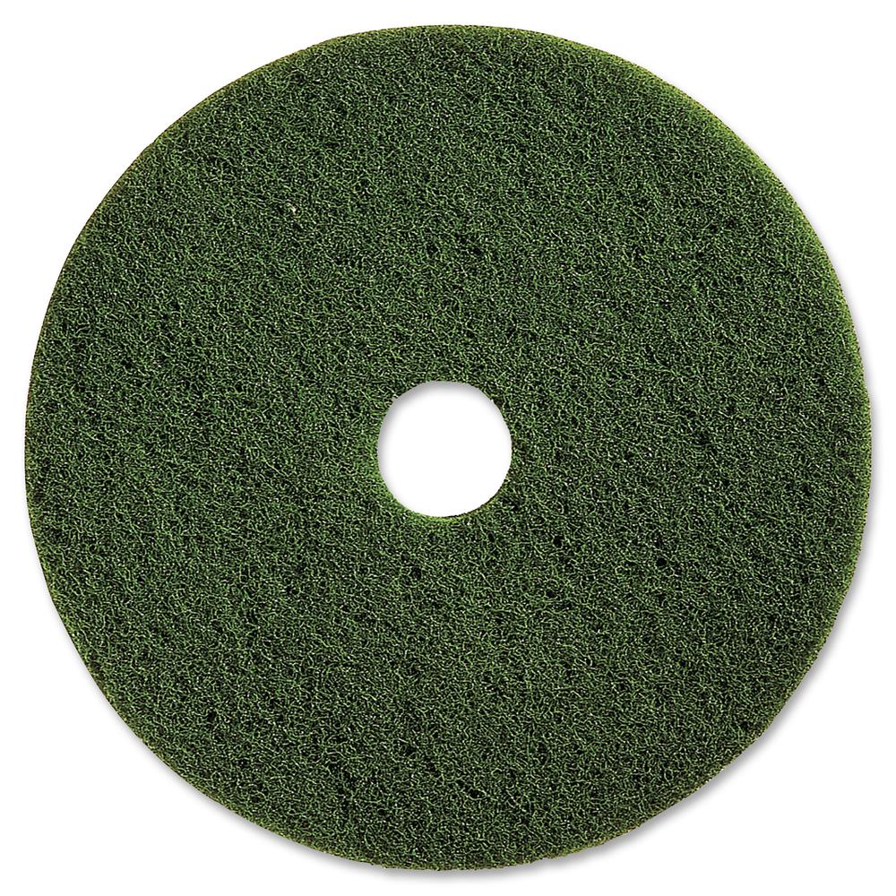 Genuine Joe 20" Scrubbing Floor Pad - 20" Diameter x 1" Thickness - Scrubbing, Floor - 350 rpm Maximum Speed Supported - Heavy Duty, Dirt Remover, Long Lasting, Durable - Fiber - Green - 5 / Carton. Picture 2