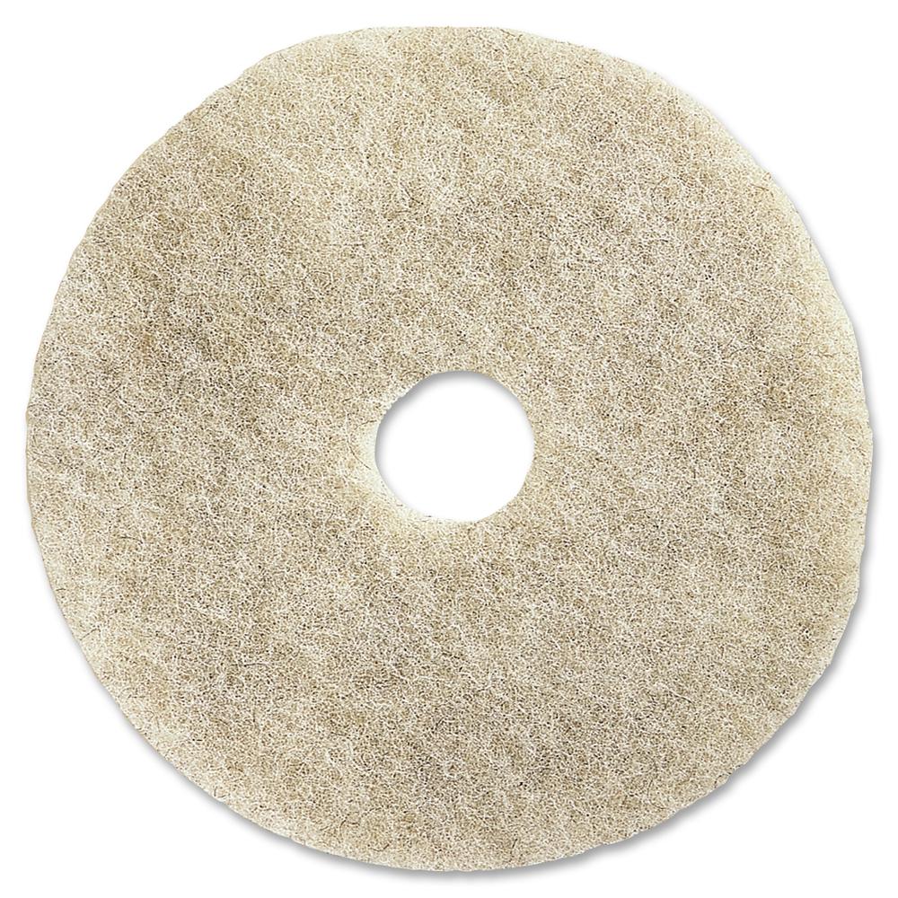 Genuine Joe 20" Natural Light Floor Pad - 20" Diameter x 1" Thickness - Buffing, Floor - 3000 rpm Maximum Speed Supported - Flexible, Resilient, Soft, Non-abrasive, Dirt Remover - Fiber, Resin - Natur. Picture 2