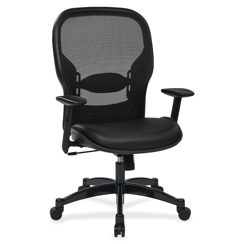 Office Star Professional Managers Chair - Leather Seat - 5-star Base - Black - 20" Seat Width x 19.50" Seat Depth - 27.3" Width x 25.8" Depth x 46.3" Height. Picture 6