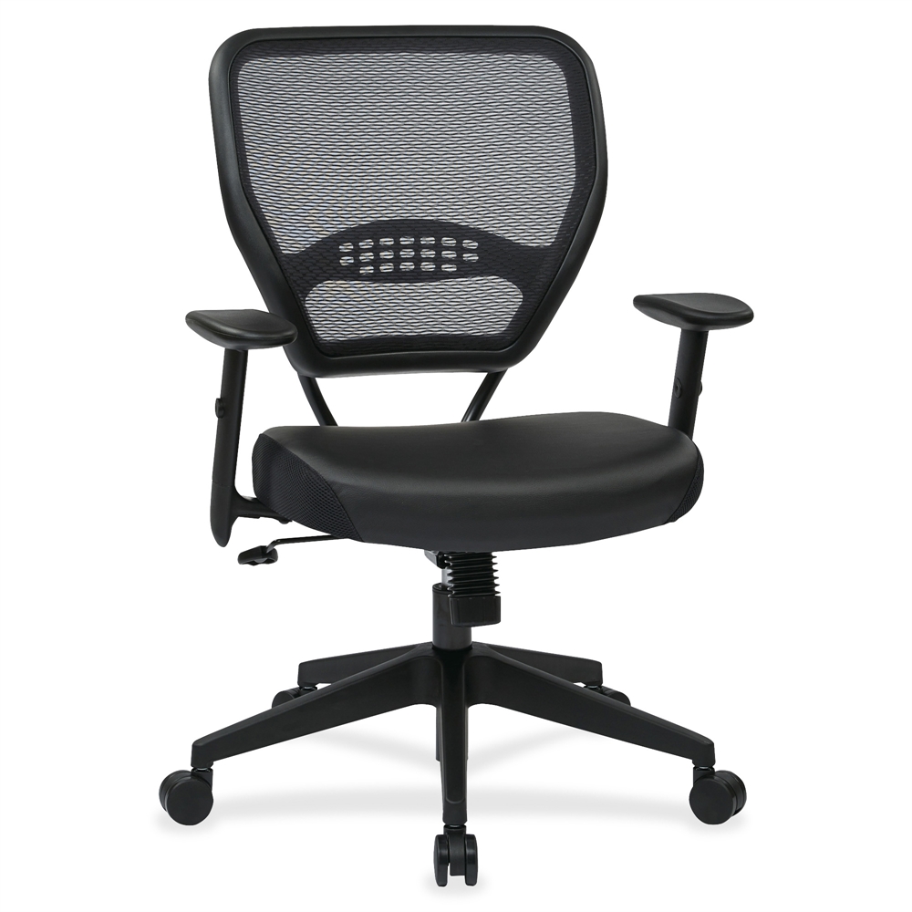 Office Star Professional Dark Air Grid Back Managers Chair - Leather Seat - 5-star Base - Black - 1 Each. Picture 6