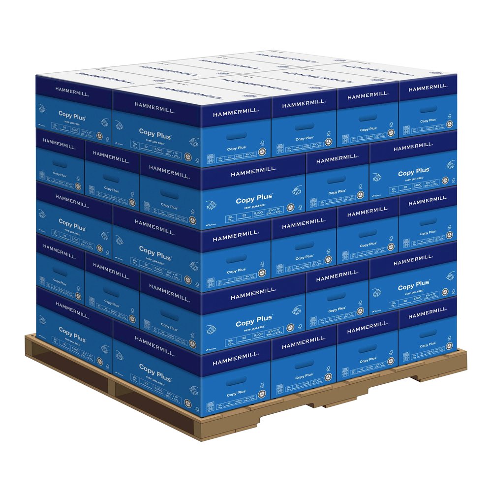 Hammermill Copy Plus Paper - White - 92 Brightness - Letter - 8 1/2" x 11" - 20 lb Basis Weight - Acid-free, Quick Drying - White - 500 Sheets per Ream - 500 Sheets/Ream - 40 / Pallet. Picture 3