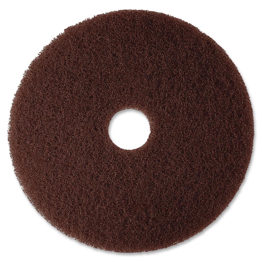 3M Brown Stripper Pad 7100 - 20" Diameter - Fiber - Brown - 1 Carton. Picture 2