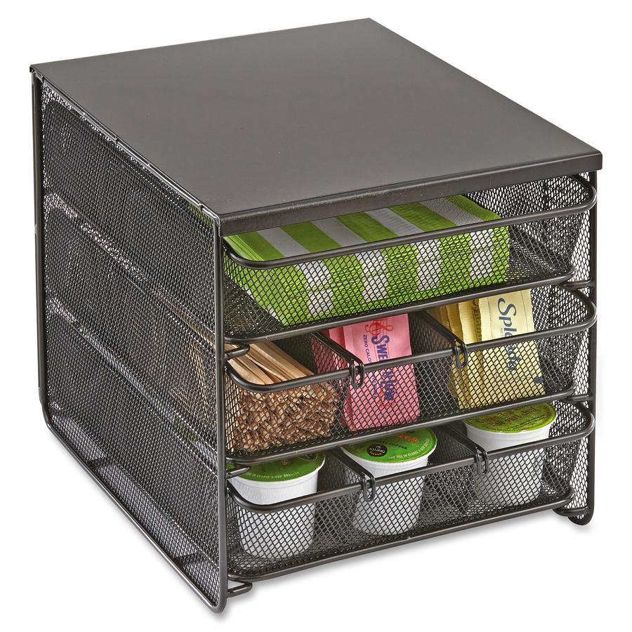 Safco Onyx Hospitality Organizer - 3 Drawer(s) - 3 Divider(s) - 3 Tier(s) - 8.25" Height x 11.50" Width x 8.25" Depth - Removable Divider, Sturdy - Powder Coated - Black - Steel - 1 Each. Picture 3