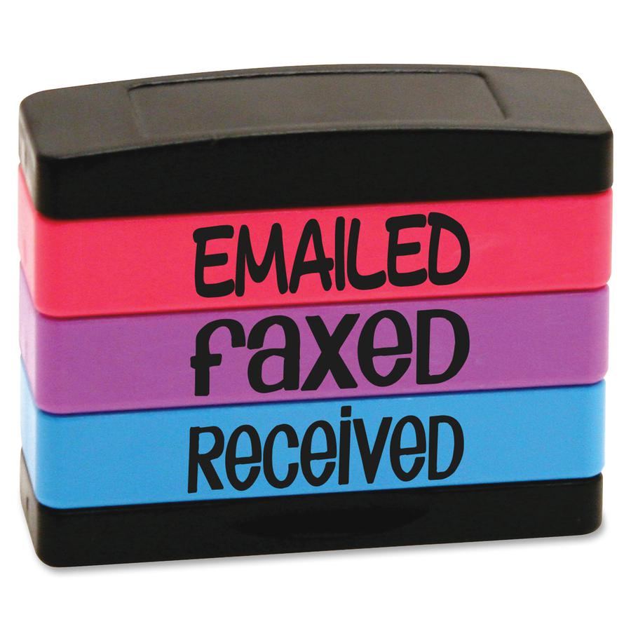 stackSTAMP Emailed Message Stamp Set - Message Stamp - EMAILED, FAXED, RECEIVED - 0.63" Impression Width x 1.81" Impression Length - Assorted - 1 Each. Picture 2