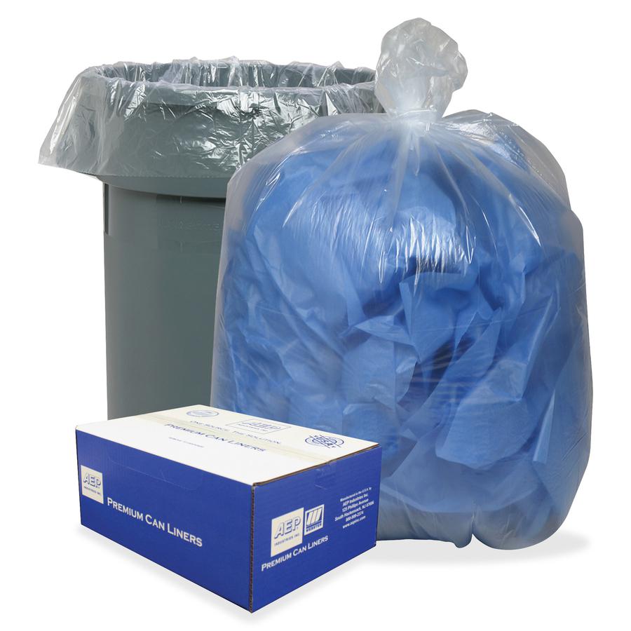 Berry .8 mil Heavy-duty Low-density Liners - 60 gal Capacity - 58" Length x 38" Width x 0.80 mil (20 Micron) Thickness - Low Density - Clear, Translucent - Can - Recycled - 100 / Carton. Picture 2