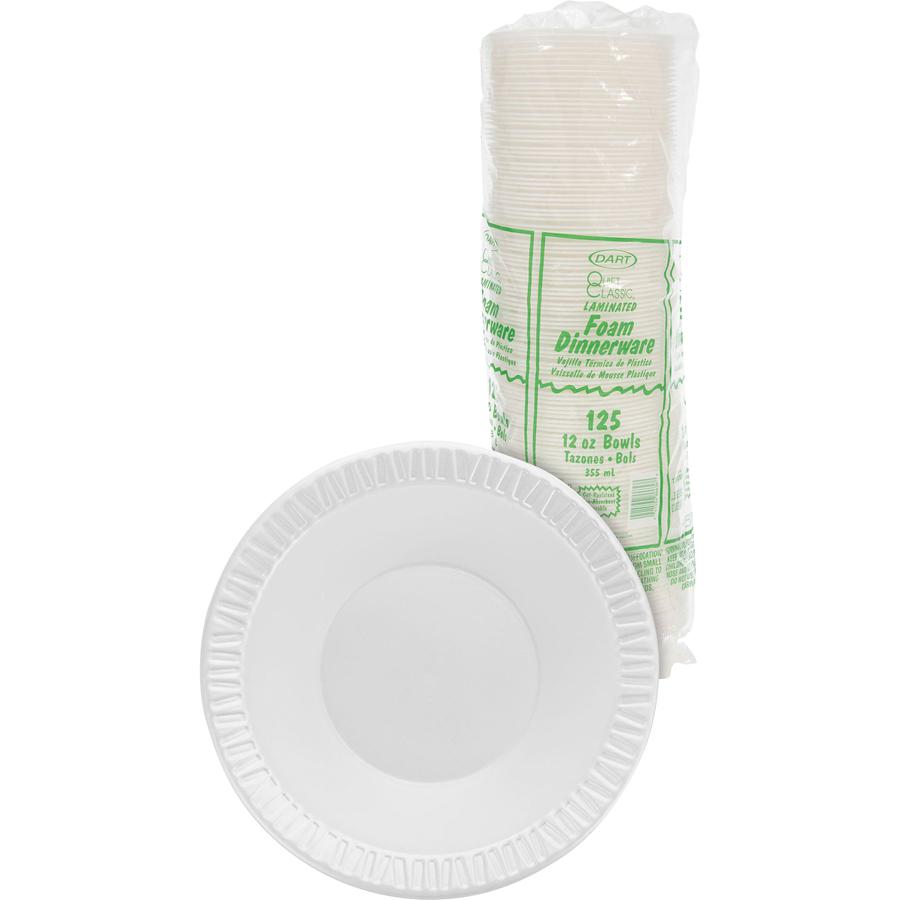 Dart Quiet Classic 12 oz Laminated Foam Bowls - Plastic, Foam Body - 125 / Pack. Picture 4