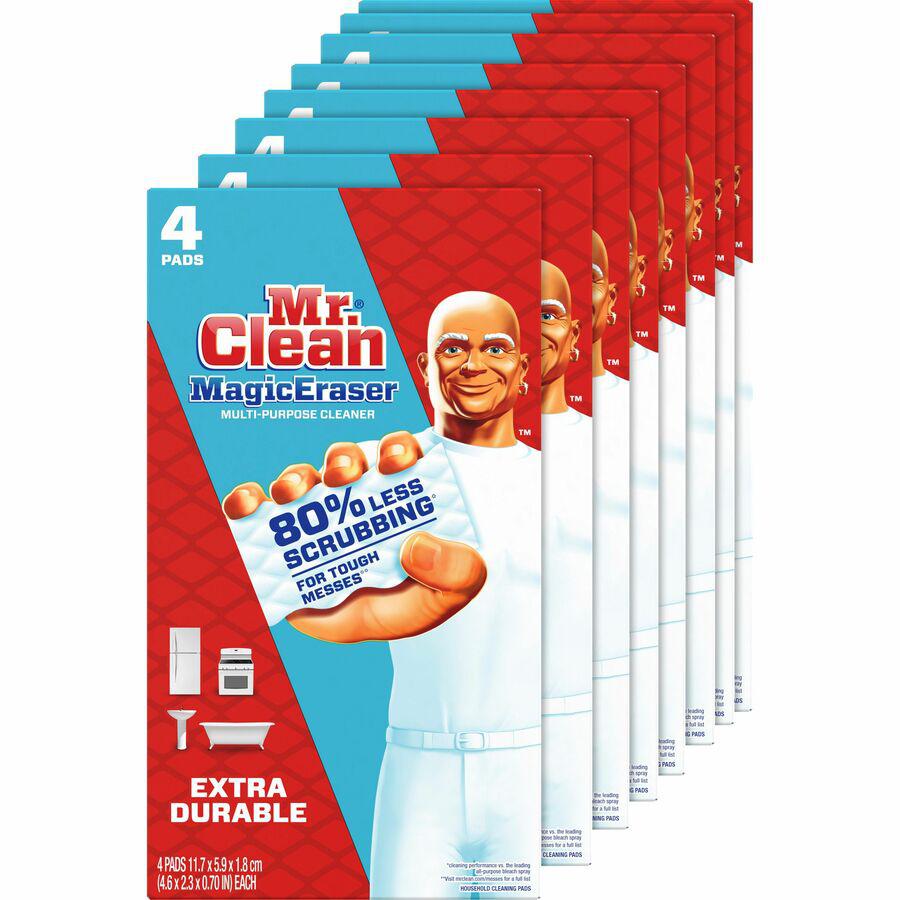 Mr. Clean Magic Eraser Extra Durable Pads - For Multipurpose - Recommended For: Dirt Remover, Grime Remover, Soil Remover - Heavy Duty - White - 4/Box - 8 / Carton. Picture 4