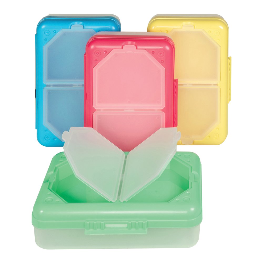 C-Line 3-compartment Storage Box - External Dimensions: 8.3" Width x 5.4" Depth x 2.4" Height - 3 Dividers - Blue, Aqua, Purple, Pink - For Office Supplies, School Supplies - 12 / Carton. Picture 2