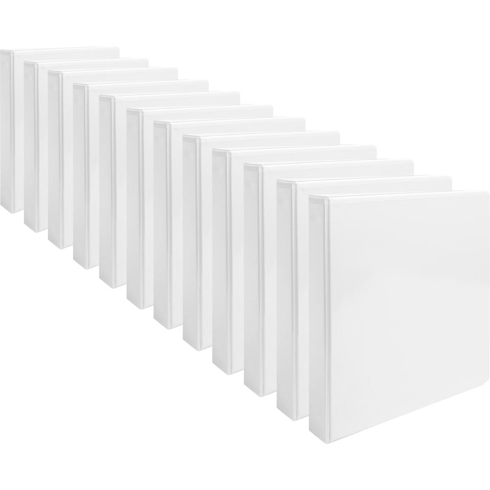 Business Source Round-ring View Binder - 1" Binder Capacity - Letter - 8 1/2" x 11" Sheet Size - 225 Sheet Capacity - Round Ring Fastener(s) - 2 Internal Pocket(s) - Chipboard, Polypropylene - White -. Picture 10