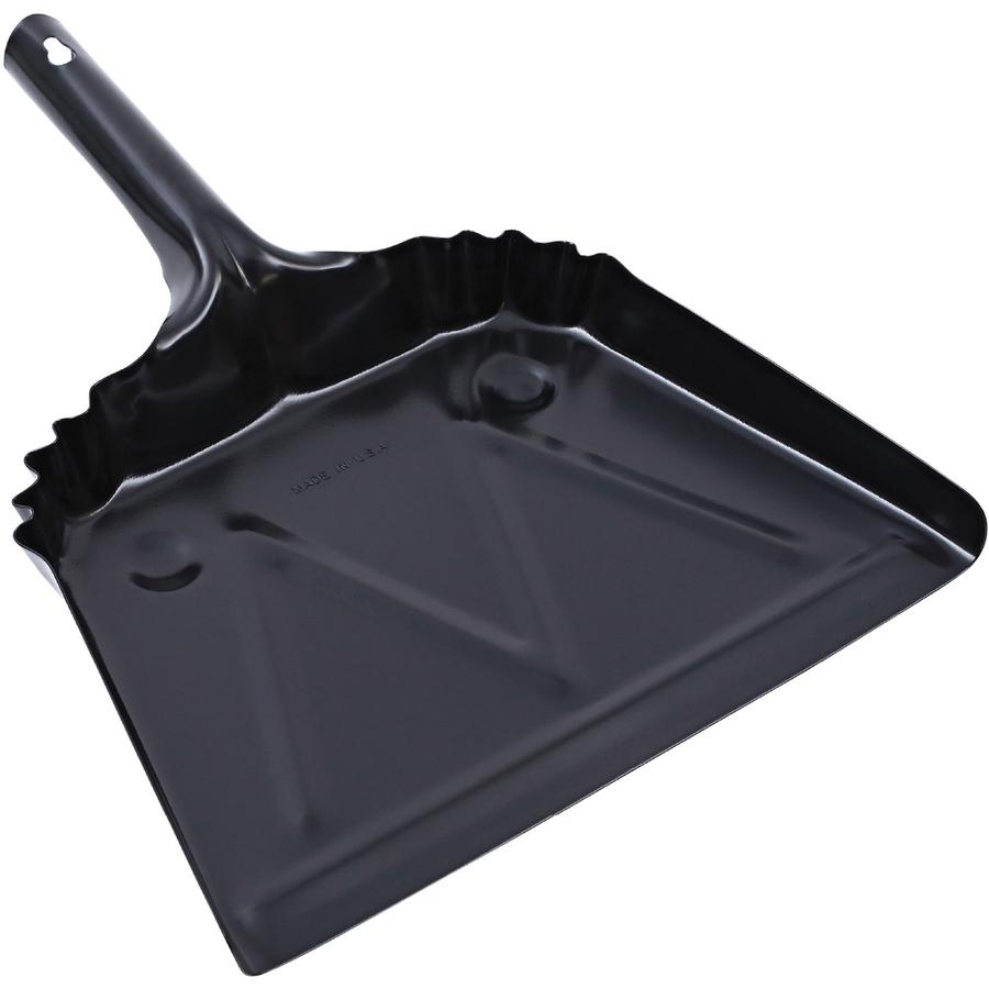 Genuine Joe Heavy-Duty Metal Dustpan - 12" Wide - Steel - Black - 1 Each. Picture 6