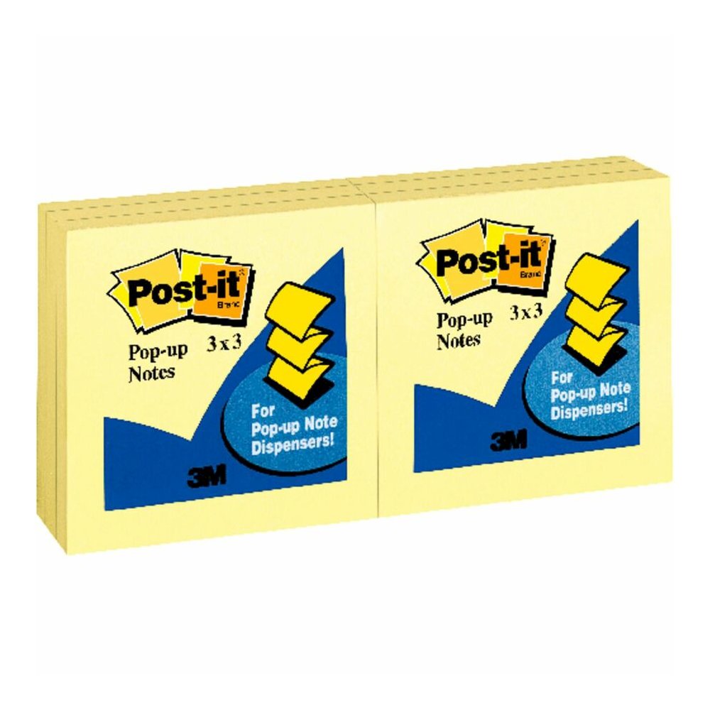 Post-it&reg; Pop-up Notes - 3" Flag/Note Width x 3" Flag/Note Length - Square - 100 Sheets per Pad - Unruled - Canary Yellow - Paper - Self-adhesive, Repositionable - 12 / Pack. Picture 5