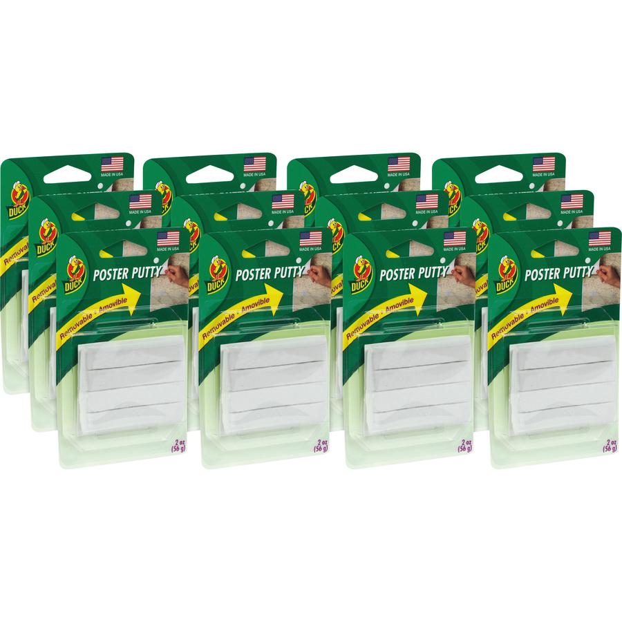 Duck Brand Poster Mounting Putty - For Poster, Chart, Decoration - 12 / Carton - 4 Per Pack - White. Picture 4