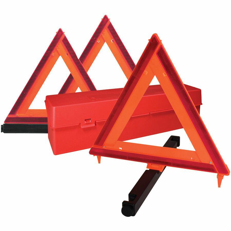 Deflecto Emergency Warning Triangle Kit - 1 Kit - 17.3" Width x 16.5" Height - Triangle Shape - Reflective, Non-flammable - Outdoor - Orange, Red. Picture 5