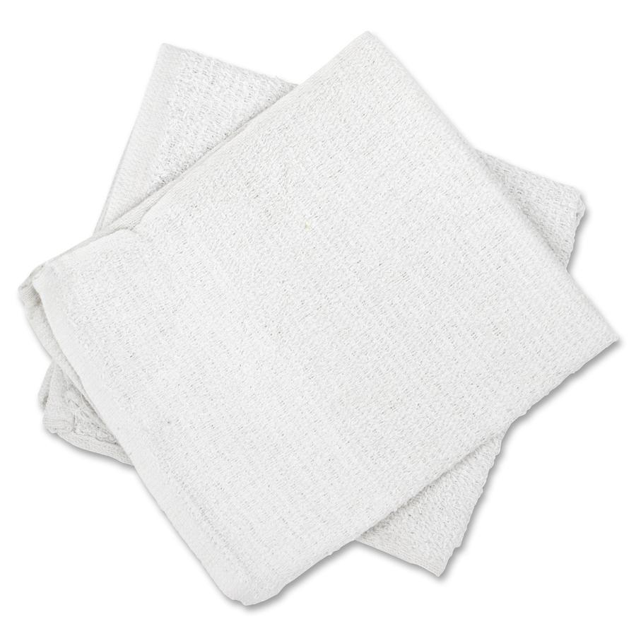 TASKBrand Bar Mops - For Office, School, Restaurant - Cloth - Absorbent, Durable, Reusable - White - 60 / Carton. Picture 2