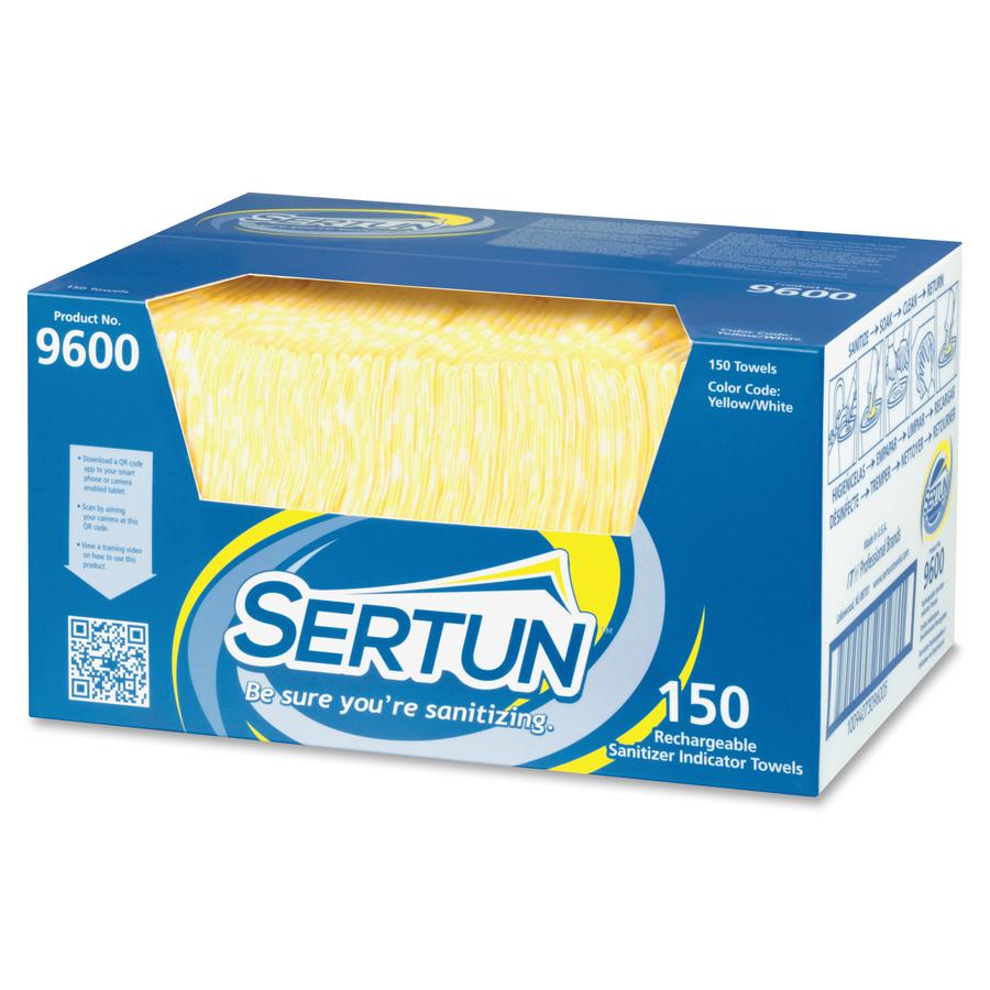 Sertun Rechargeable Sanitizer Indicator Towels - 18" Length x 13.50" Width - 150 / Carton - Rechargeable - Blue, Yellow. Picture 2