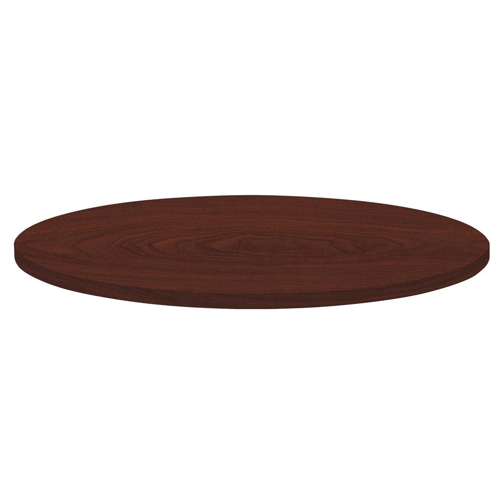 Lorell Hospitality Collection Tabletop - Round Top - 1" Table Top Thickness x 42" Table Top Diameter - Breakroom, Cafeteria - Assembly Required - High Pressure Laminate (HPL), Mahogany - Particleboard. Picture 3