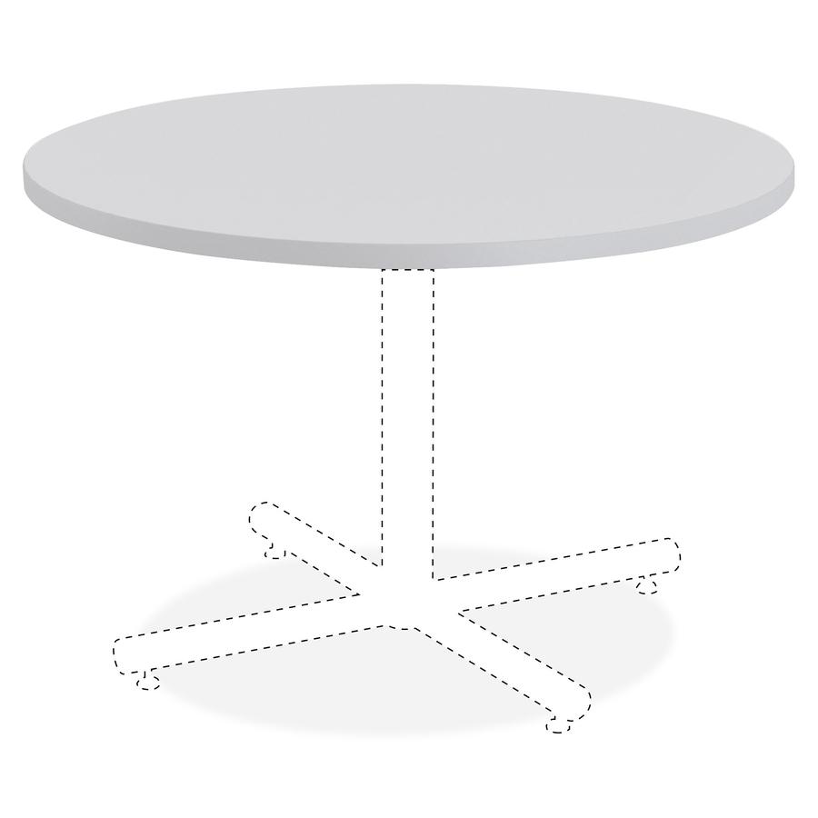 Lorell Hospitality Collection Tabletop - Round Top - 1" Table Top Thickness x 42" Table Top Diameter - Breakroom, Cafeteria - Assembly Required - High Pressure Laminate (HPL), Light Gray - Particleboa. Picture 5