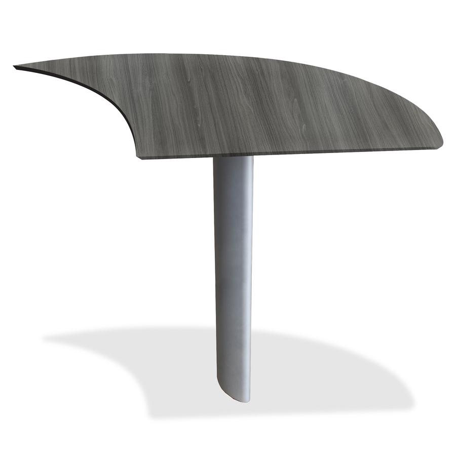 Mayline Medina Curved Desk Extension, Right - 1" Thickness Work Surface, 29.5" Height x 28" Width x 47" Depth - Beveled Edge - Material: Steel - Finish: Gray, Laminate - Stain Resistant, Water Resista. Picture 3