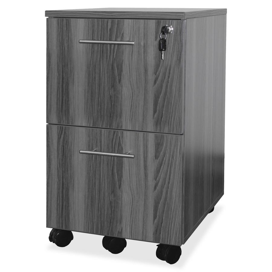Mayline Gray Laminate File/File Mobile Pedestal File - 26.8" Height x 18" Width x 15.5" Depth - Total Drawer(s): 2 - Material: Steel - Finish: Gray, Laminate - Stain Resistant, Water Resistant, Abrasi. Picture 3