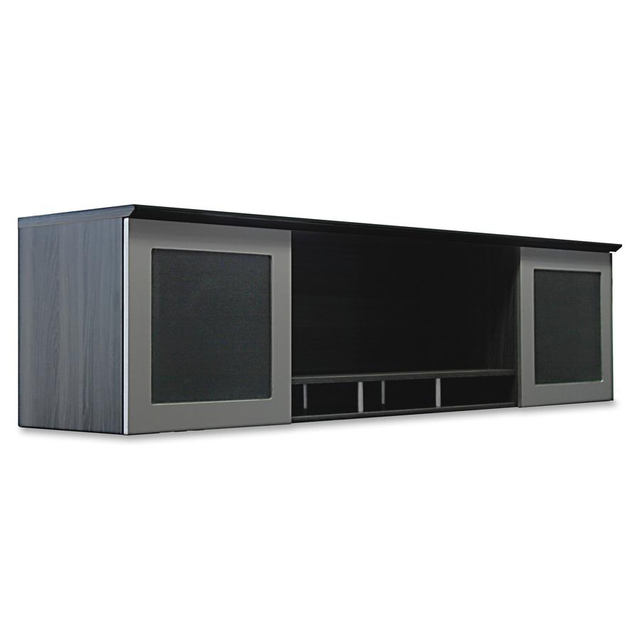 Mayline Medina Hutch - 18.3" Height x 63" Width x 15" Depth x 1" Thickness - 2 Door(s) - Beveled Edge - Finish: Gray Steel Laminate - Water Resistant, Stain Resistant, Abrasion Resistant, Durable, Mod. Picture 3