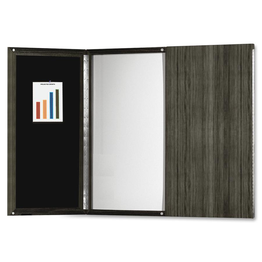 Mayline Gray Laminate Presentation Bulletin Board - White Surface - Stain Resistant, Water Resistant, Ghost Resistant, Accessory Tray - 1 Each. Picture 3