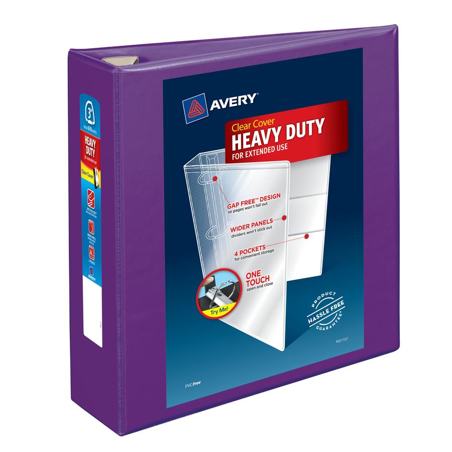 Avery&reg; Heavy-Duty View Purple 3" Binder (79810) - Avery&reg; Heavy-Duty View 3 Ring Binder, 3" One Touch EZD&reg; Rings, 3.5" Spine, 1 Purple Binder (79810). Picture 4
