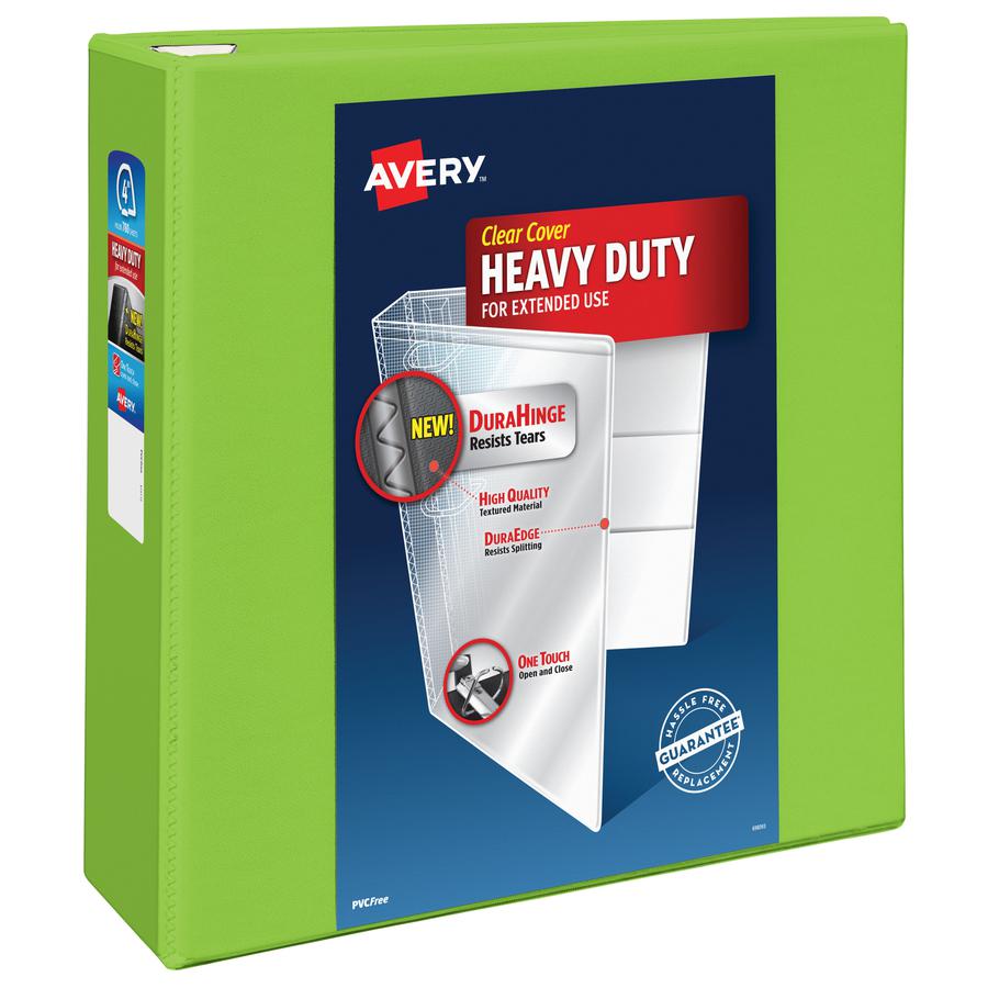 Avery&reg; Heavy-Duty View Chartreuse 4" Binder (79812) - Avery&reg; Heavy-Duty View 3 Ring Binder, 4" One Touch EZD&reg; Rings, 4.5" Spine, 1 Chartreuse Binder (79812). Picture 2
