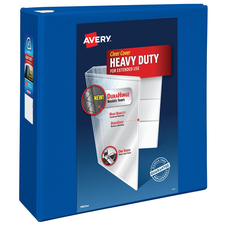 Avery&reg; Heavy-Duty View Pacific Blue 4" Binder (79814) - Avery&reg; Heavy-Duty View 3 Ring Binder, 4" One Touch EZD&reg; Rings, 4.5" Spine, 1 Pacific Blue Binder (79814). Picture 2