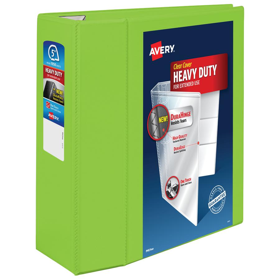 Avery&reg; Heavy-Duty View Chartreuse 5" Binder (79815) - Avery&reg; Heavy-Duty View 3 Ring Binder, 5" One Touch EZD&reg; Rings, 2.3/4.8" Spine, 1 Chartreuse Binder (79815). Picture 2
