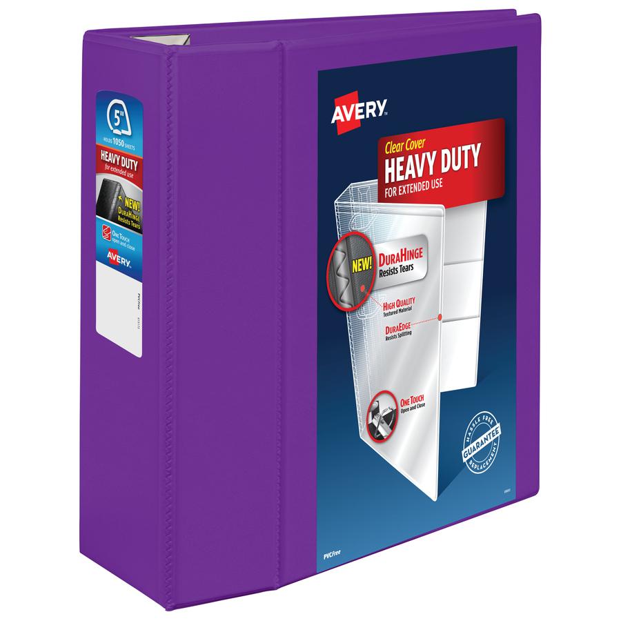 Avery&reg; Heavy-Duty View Purple 5" Binder (79816) - Avery&reg; Heavy-Duty View 3 Ring Binder, 5" One Touch EZD&reg; Rings, 2.3/4.8" Spine, 1 Purple Binder (79816). Picture 2