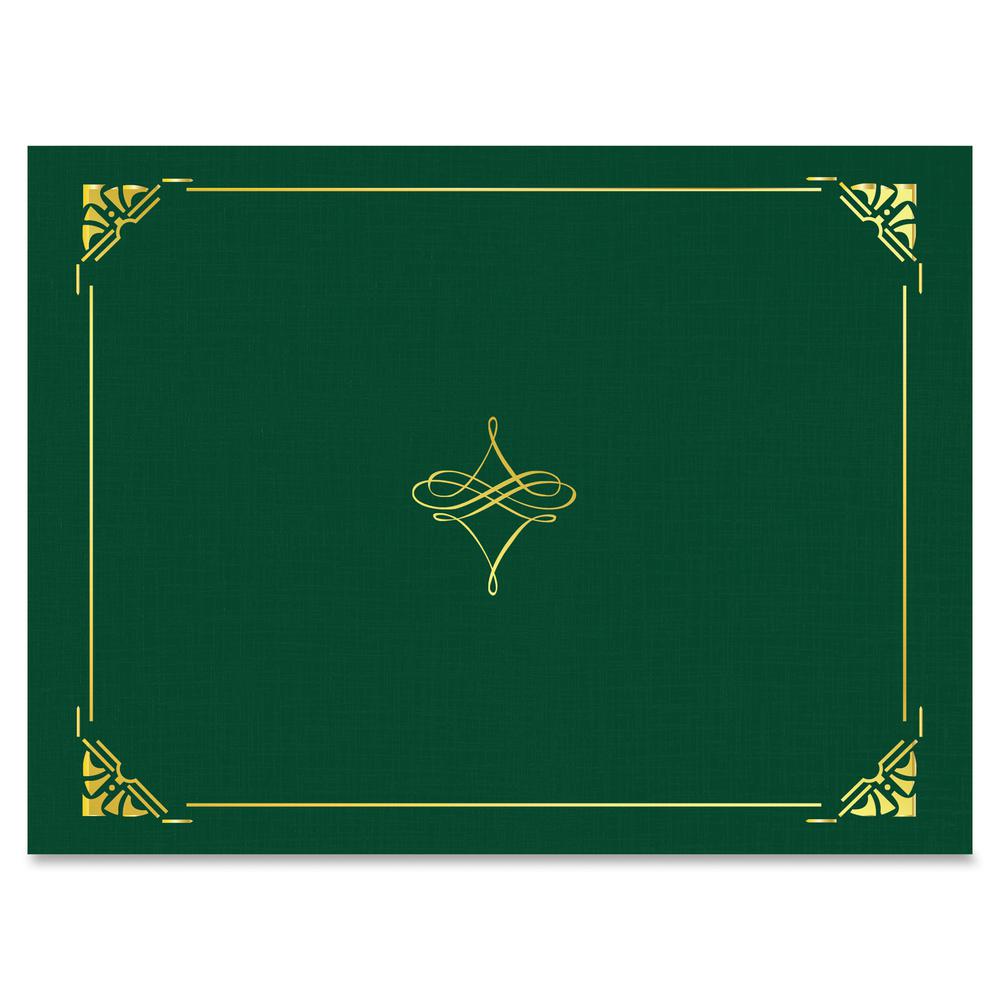 Geographics Letter Recycled Certificate Holder - 8 1/2" x 11" - Hunter Green, Gold - 30% Recycled - 5 / Pack. Picture 2