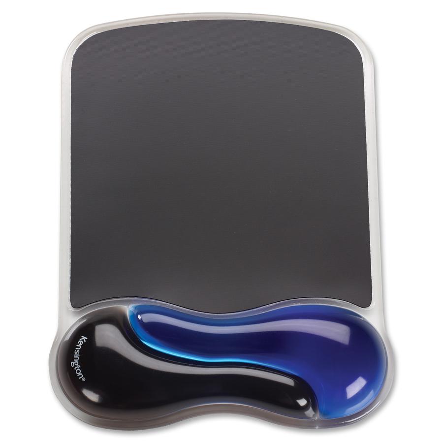 Kensington Duo Gel Wave Mouse Pad Wrist Pillow - 7.25" x 9.50" Dimension - Black & Blue - 1 Pack. Picture 4