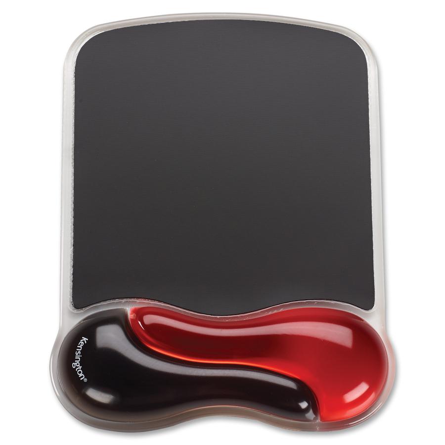 Kensington Duo Gel Wave Mouse Pad Wrist Pillow - 1" x 7.25" x 9.50" Dimension - Red, Black - Gel - Slip Resistant - 1 Pack. Picture 2