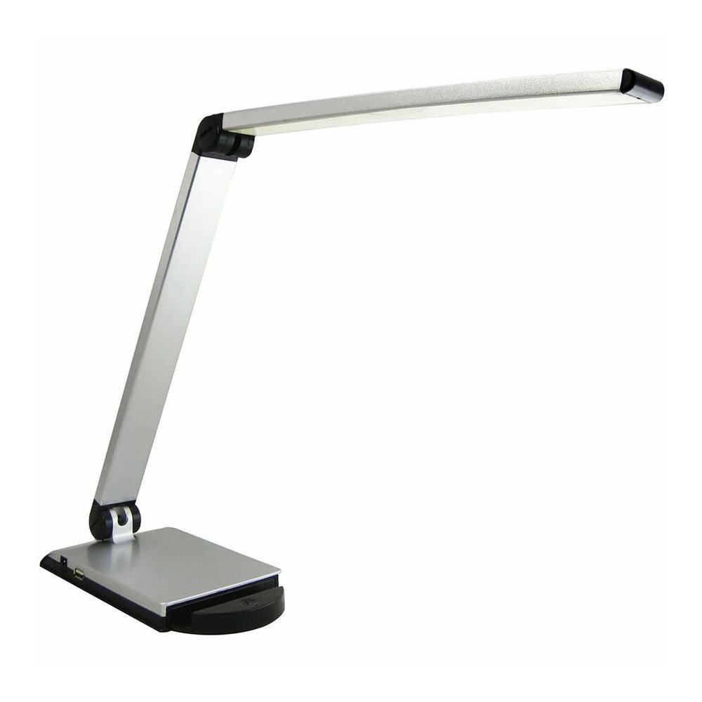 Lorell Smart Device Slot/USB Task Light - 8 W LED Bulb - USB Charging, Dimmable - Aluminum, Plastic - Desk Mountable - Silver - for Desk, Table, Indoor. Picture 8