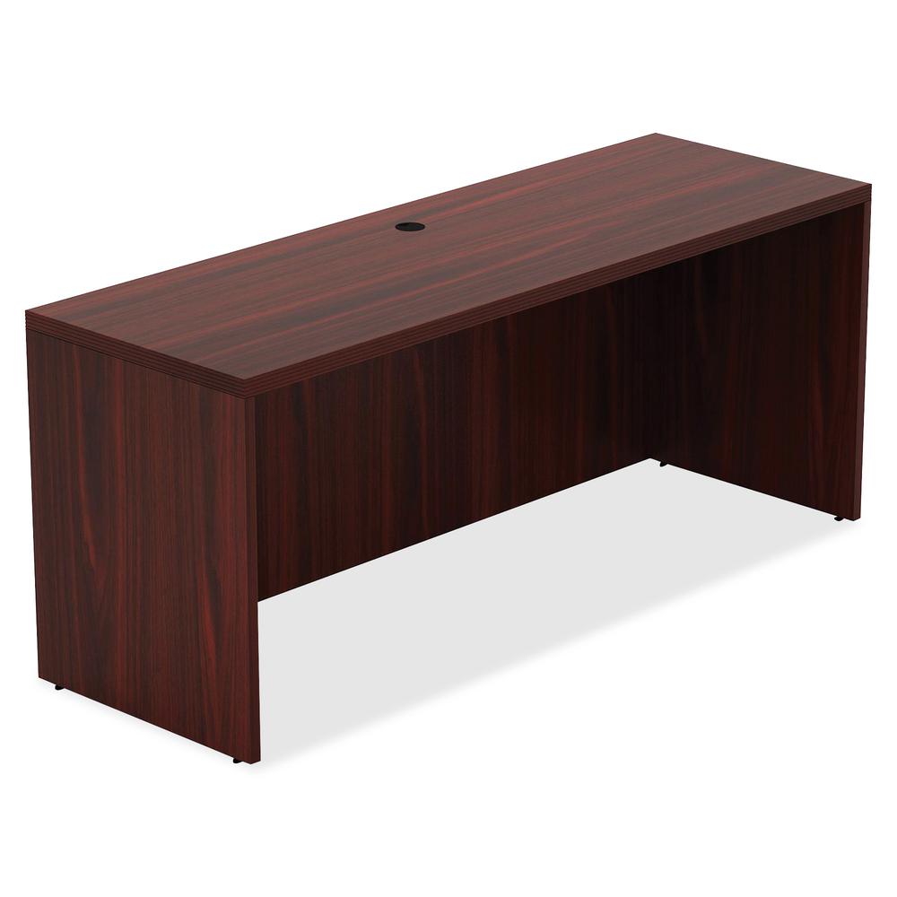 Lorell Chateau Series Credenza - 30" Height x 59" Width x 23.6" Depth Credenza, 1.5" Thickness Top - Reeded Edge - Material: P2 Particleboard - Finish: Mahogany, Laminate - Durable, Grommet, Cord Mana. Picture 2