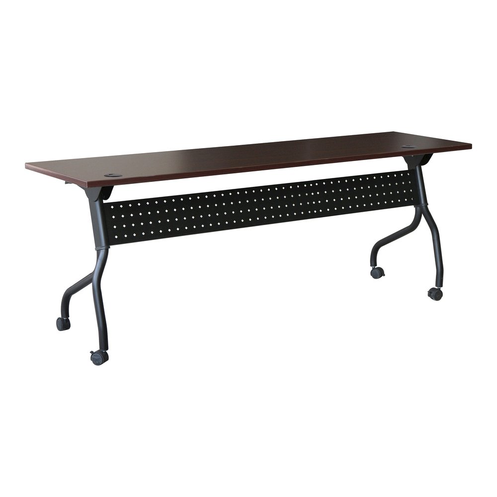 Lorell Flip Top Training Table - Rectangle Top - Four Leg Base - 4 Legs - 72" Table Top Width x 23.60" Table Top Depth - 29.50" Height x 70.88" Width x 23.63" Depth - Assembly Required - Black, Mahoga. Picture 9