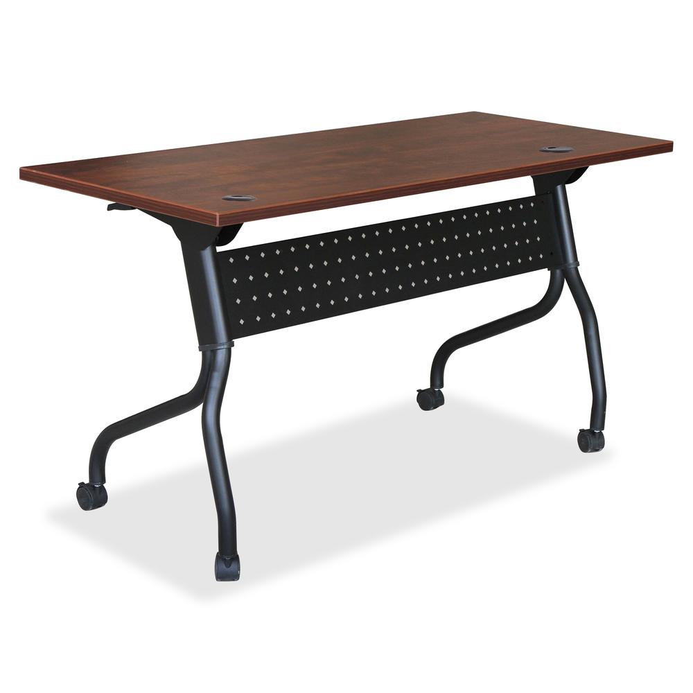 Lorell Flip Top Training Table - Rectangle Top - Four Leg Base - 4 Legs x 48" Table Top Width x 23.60" Table Top Depth - 29.50" Height x 47.25" Width x 23.63" Depth - Cherry - Melamine, Nylon - 1 Each. Picture 4