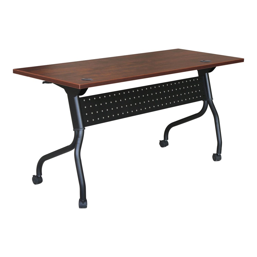 Lorell Flip Top Training Table - Rectangle Top - Four Leg Base - 4 Legs - 60" Table Top Width x 23.60" Table Top Depth - 29.50" Height x 59" Width x 23.63" Depth - Assembly Required - Cherry - Melamin. Picture 9