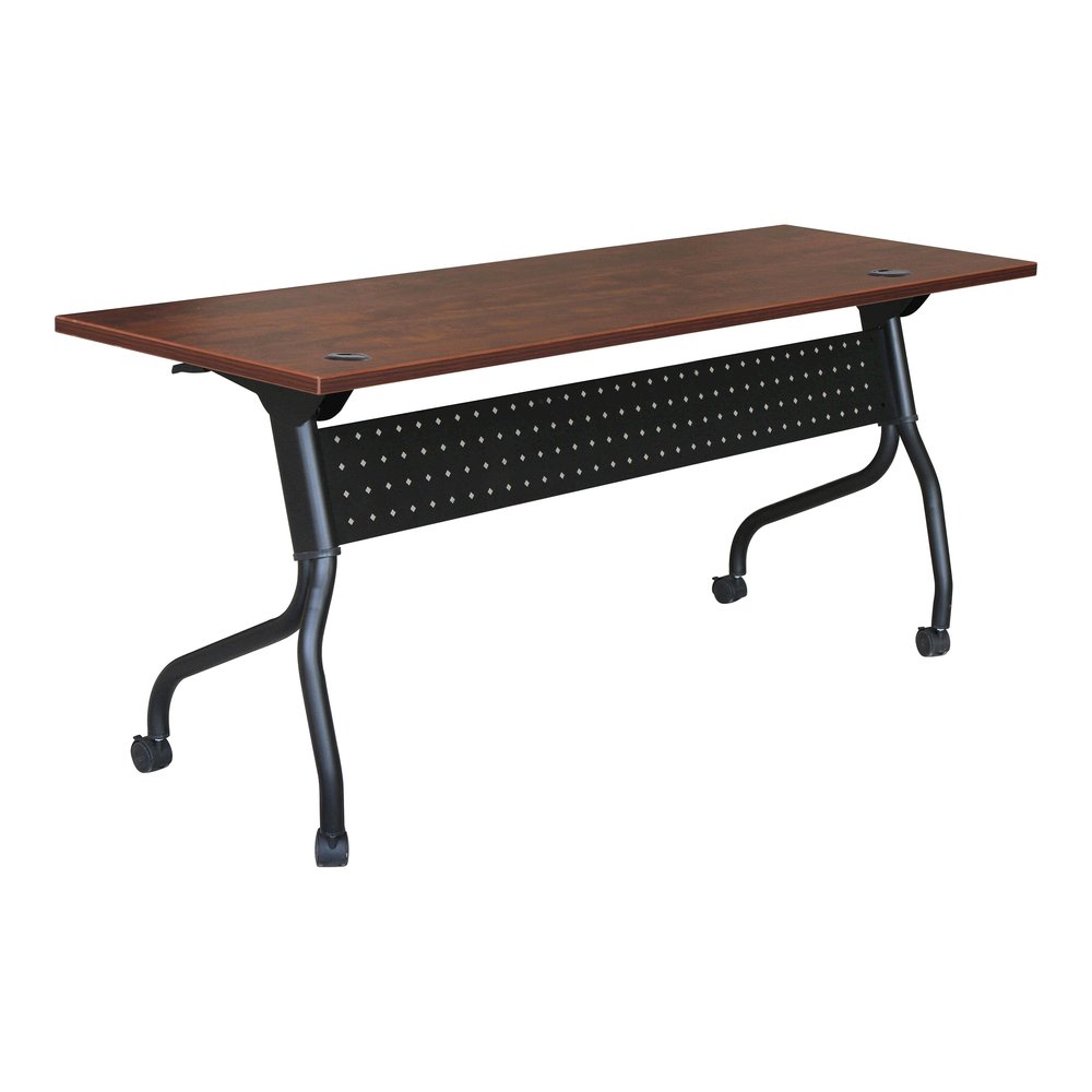 Lorell Flip Top Training Table - Rectangle Top - Four Leg Base - 4 Legs - 72" Table Top Width x 23.60" Table Top Depth - 29.50" Height x 28.70" Width x 23.63" Depth - Assembly Required - Cherry - Mela. Picture 9