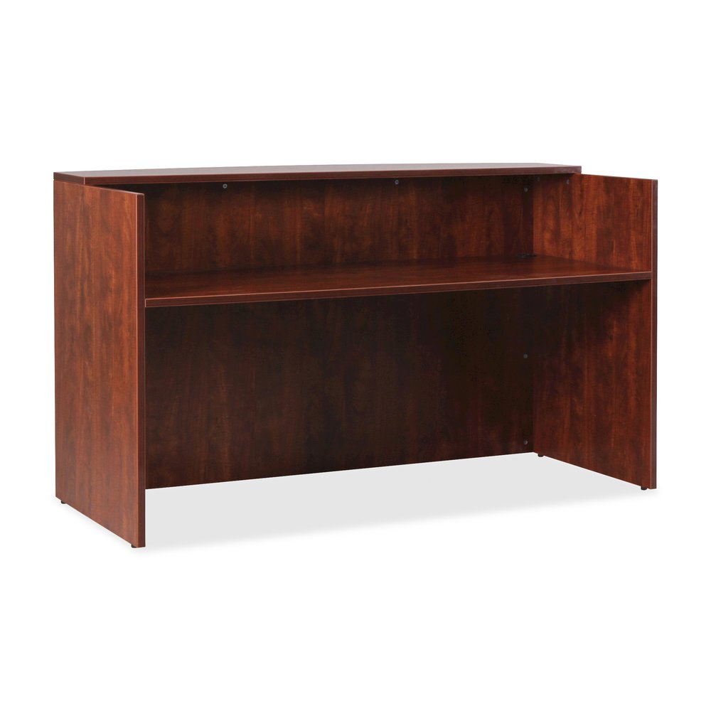 Lorell Essentials Series Front Reception Desk - Rectangle - 1" Thickness Top, 42.5" Height x 35.4" Width x 70.9" Depth Desk - Finish: Cherry Laminate - Durable - For Office - 1 Each. Picture 5