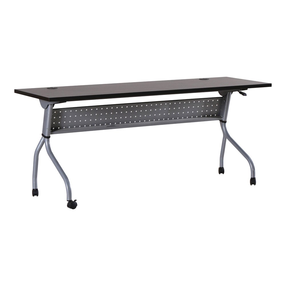 Lorell Flip Top Training Table - Rectangle Top - Four Leg Base - 4 Legs - 72" Table Top Width x 23.50" Table Top Depth - 29.50" Height x 70.88" Width x 23.63" Depth - Assembly Required - Espresso, Sil. Picture 6
