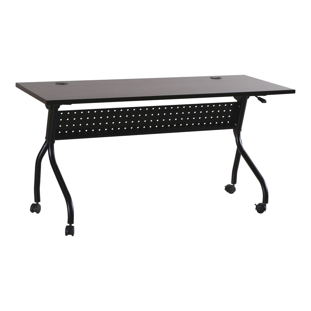 Lorell Flip Top Training Table - Rectangle Top - Four Leg Base - 4 Legs - 60" Table Top Width x 23.50" Table Top Depth - 29.50" Height x 59" Width x 23.63" Depth - Assembly Required - Espresso, Black . Picture 6