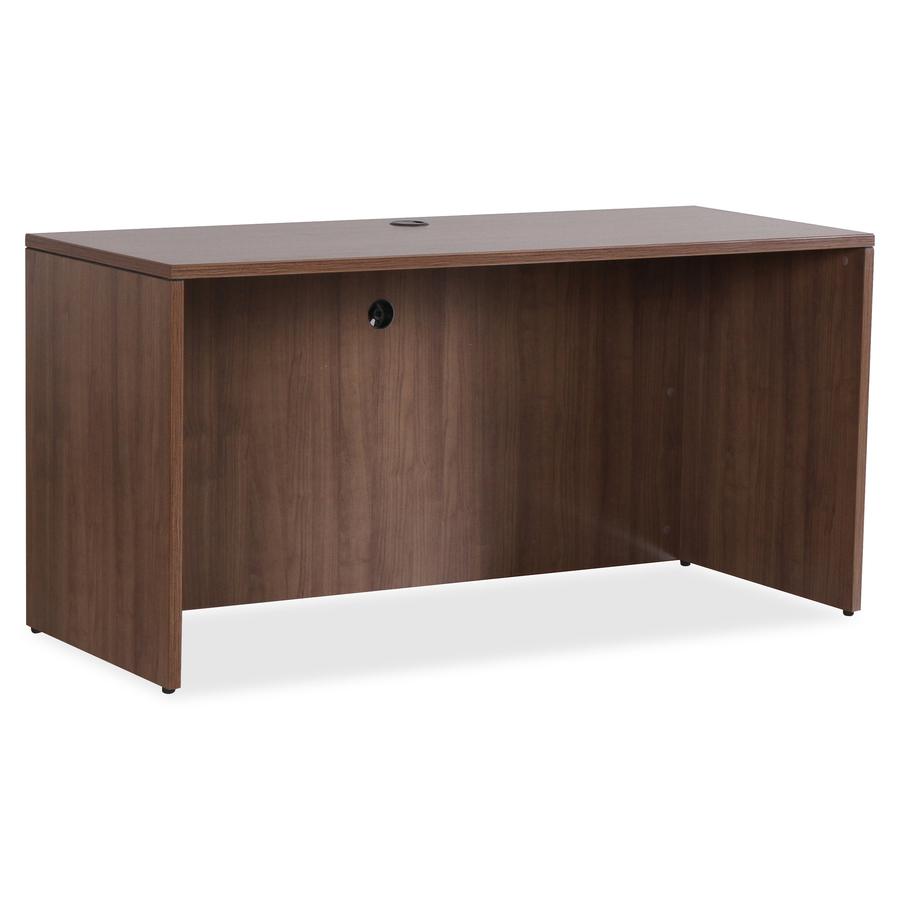 Lorell Essentials Series Credenza Shell - 29.5" Height x 66.1" Width x 23.6" Depth Credenza, 1" Thickness Top, 3.8" Thickness Drawer Pull - Walnut, Laminate Table Top - Durable, Grommet, Cord Manageme. Picture 10