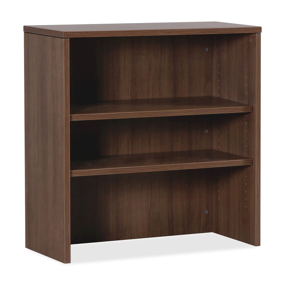 Lorell Essentials Series Stack-on Bookshelf - 36" Height x 36" Width x 15" Depth - 2 Shelve(s) - Material: MFC, Polyvinyl Chloride (PVC) - Finish: Walnut, Laminate - Stackable - For Office, Book, Bind. Picture 6