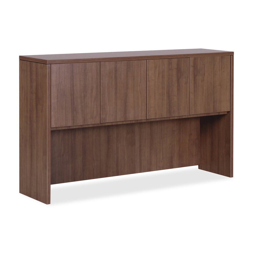 Lorell Essentials Series Stack-on Hutch with Doors - 36" Height x 59" Width x 14.8" Depth Hutch - 3 Door(s) - Material: Wood - Finish: Laminate, Walnut - Grommet, Cord Management, Durable - 1 Each. Picture 8