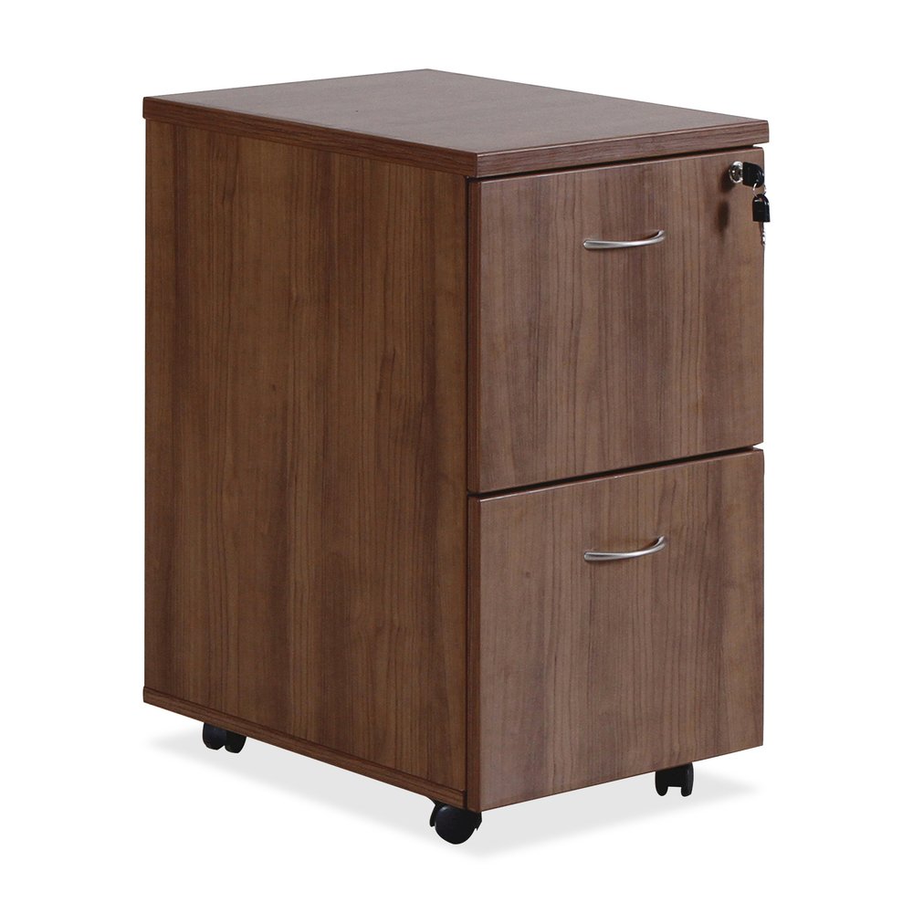 Lorell Essentials Series File/File Mobile File Cabinet - 28.4" Height x 15.7" Width x 22" Depth Pedestal, 1.5" Diameter Caster - Total Drawer(s): 2 - Finish: Laminate, Walnut - Mobility, Built-in Hang. Picture 8