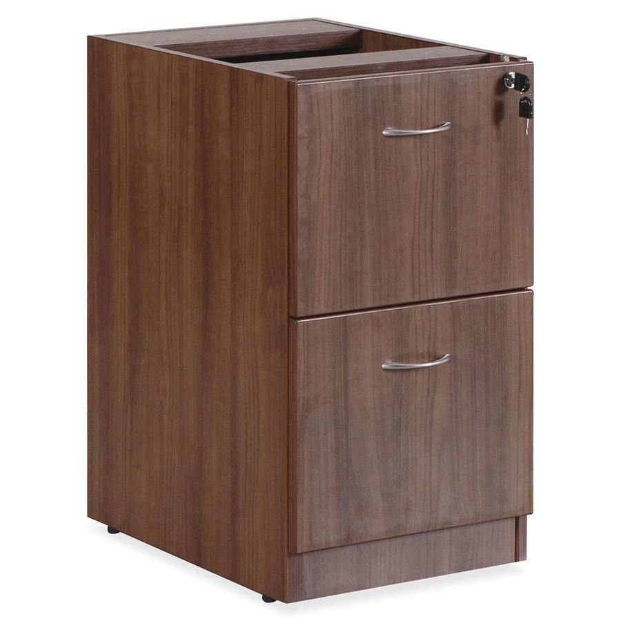 Lorell Essentials Series File/File Fixed File Cabinet - 28.5" Height x 15.5" Width x 21.9" Depth Pedestal, x 3.8" Width - Total Drawer(s): 2 - Finish: Laminate, Walnut - Built-in Hangrail, Ball-bearin. Picture 10