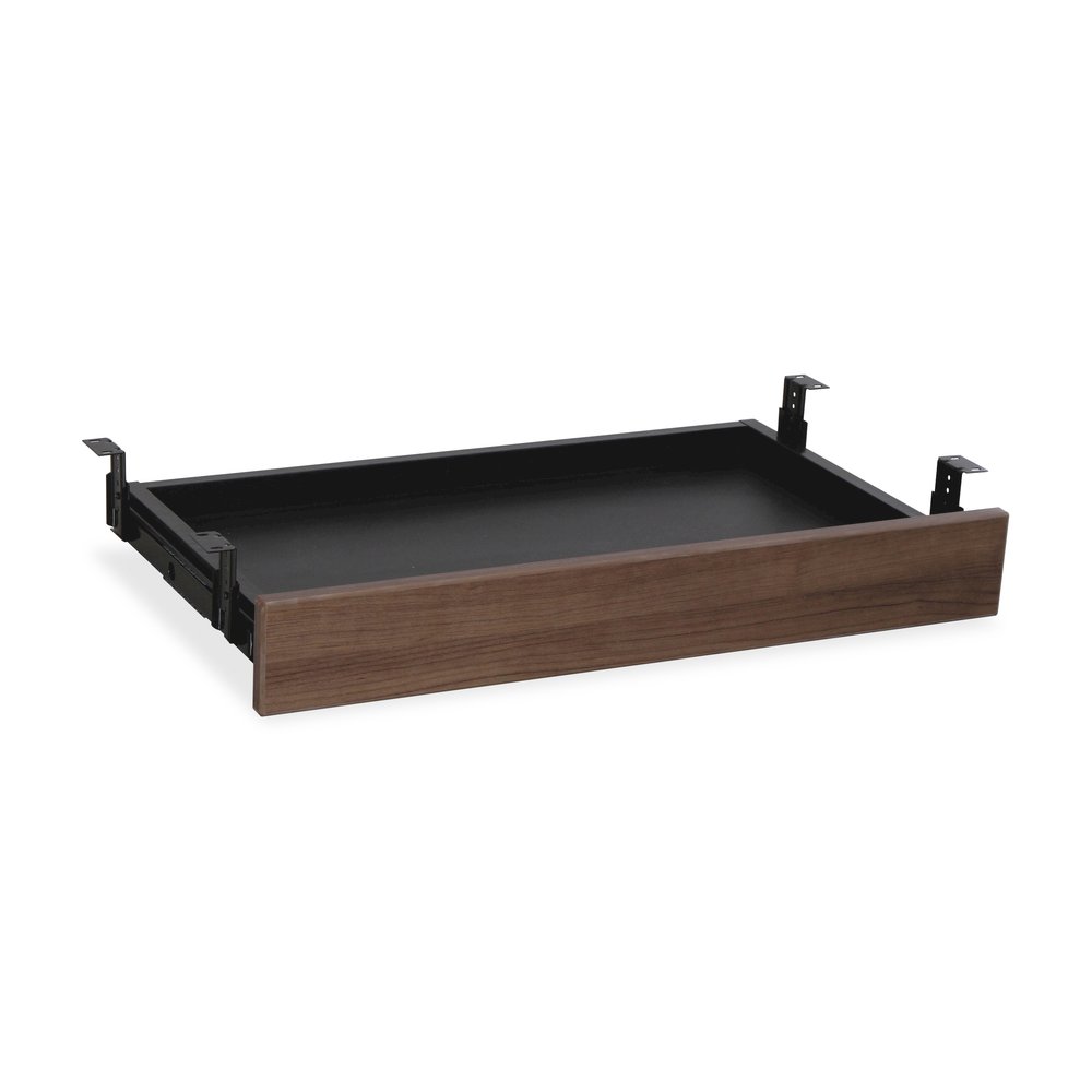 Lorell Universal Center Drawer - 28.35" Length x 16.73" Width x 5.12" Height - Durable - MFC, Polyvinyl Chloride (PVC), Steel - Walnut, Laminate - 1 Each. Picture 8